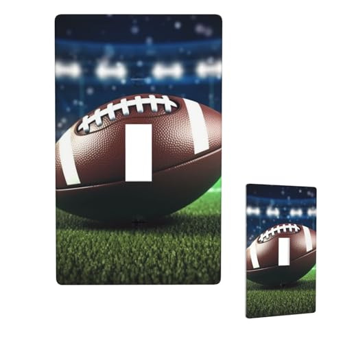 Dekorative Lichtschalter-Abdeckung, 1-Gang-Wandplatte, American Football, Einzel-Kipp-Wandplatte, elektrische Schalterplatte, Steckdosenblende für Zuhause, Schlafzimmer, Kunstdekoration, 11,4 x 7 cm von LHDGBNV