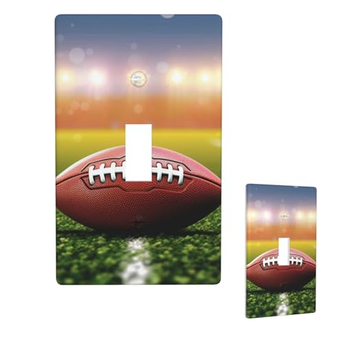 Dekorative Lichtschalter-Abdeckung, 1-Gang-Wandplatte, American Football Ball, Einzel-Kipp-Wandplatte, elektrische Schalterplatte, Steckdosenblende für Zuhause, Schlafzimmer, Kunstdekoration, 11,4 x 7 von LHDGBNV