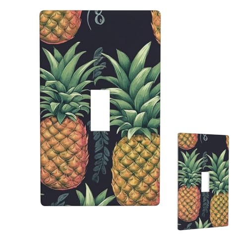 Dekorative Lichtschalter-Abdeckung, 1-Gang-Wandplatte, Ananas, Einzel-Kipp-Wandplatte, elektrische Schalterplatte, Steckdosenblende für Zuhause, Schlafzimmer, Kunstdekoration, 11,4 x 7 cm von LHDGBNV