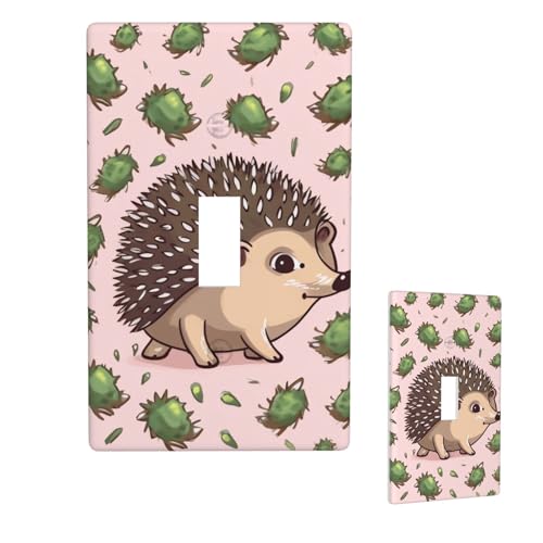 Dekorative Lichtschalter-Abdeckung, 1-Gang-Wandplatte, Cartoon-Igel, Einzel-Kipp-Wandplatte, elektrische Schalterplatte, Steckdosenblende für Zuhause, Schlafzimmer, Kunstdekoration, 11,4 x 7 cm von LHDGBNV