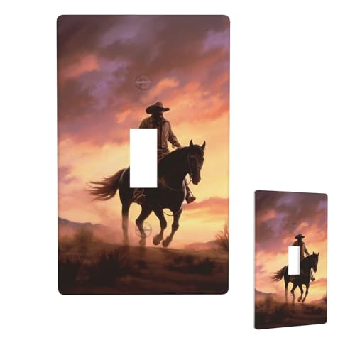 Dekorative Lichtschalter-Abdeckung, 1-Gang-Wandplatte, Cowboy-West, Einzel-Kipp-Wandplatte, elektrische Schalterplatte, Steckdosenblende für Zuhause, Schlafzimmer, Kunstdekoration, 11,4 x 7 cm von LHDGBNV