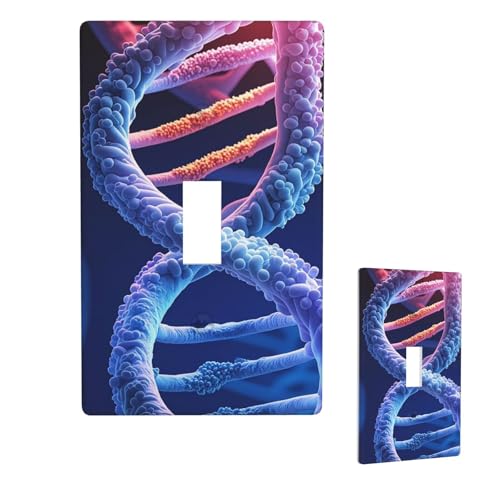 Dekorative Lichtschalter-Abdeckung, 1-Gang-Wandplatte, DNA, genetische Helix, Einzel-Kipp-Wandplatte, elektrische Schalterplatte, Steckdosenblende für Zuhause, Schlafzimmer, Kunstdekoration, 11,4 x 7 von LHDGBNV