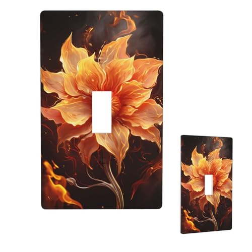 Dekorative Lichtschalter-Abdeckung, 1-Gang-Wandplatte, Flammenblume, Einzel-Kipp-Wandplatte, elektrische Schalterplatte, Steckdosenblende für Zuhause, Schlafzimmer, Kunstdekoration, 11,4 x 7 cm von LHDGBNV