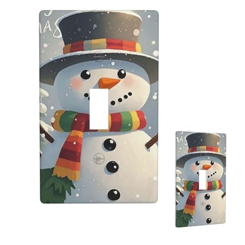 Dekorative Lichtschalter-Abdeckung, 1-Gang-Wandplatte, Frohe Weihnachten, Schneemann, Einzel-Kipp-Wandplatte, elektrische Schalterplatte, Steckdosenblende für Zuhause, Schlafzimmer, Kunstdekoration von LHDGBNV