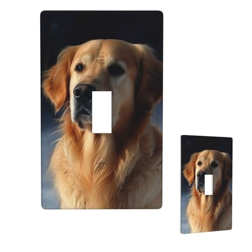 Dekorative Lichtschalter-Abdeckung, 1-Gang-Wandplatte, Golden Retriever, Einzel-Kipp-Wandplatte, elektrische Schalterplatte, Steckdosenblende für Zuhause, Schlafzimmer, Kunstdekoration, 11,4 x 7 cm von LHDGBNV
