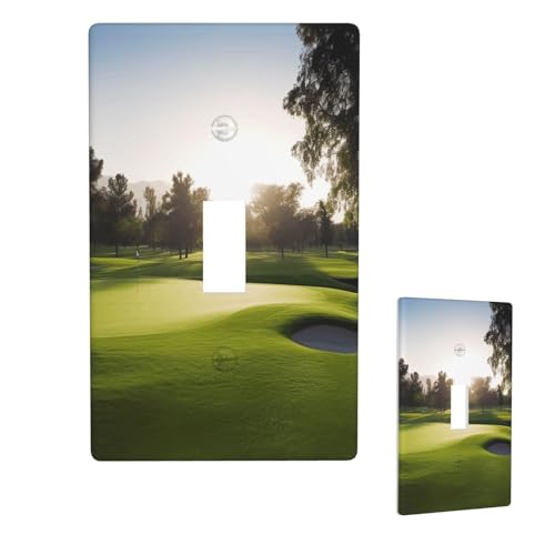 Dekorative Lichtschalter-Abdeckung, 1-Gang-Wandplatte, Golfplatz, Einzel-Kipp-Wandplatte, elektrische Schalterplatte, Steckdosenblende für Zuhause, Schlafzimmer, Kunstdekoration, 11,4 x 7 cm von LHDGBNV