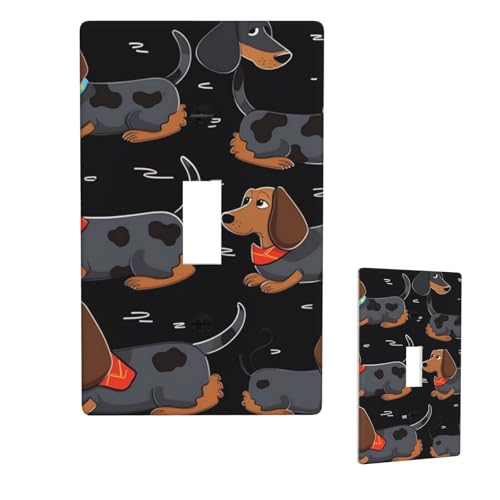 Dekorative Lichtschalter-Abdeckung, 1-Gang-Wandplatte, "I Love My Dog Dachshunds", Einzel-Kipp-Wandplatte, elektrische Schalterplatte, Steckdosenblende für Zuhause, Schlafzimmer, Kunstdekoration, 11,4 von LHDGBNV