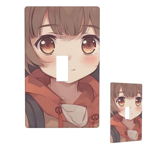 Dekorative Lichtschalter-Abdeckung, 1-Gang-Wandplatte, Japan-Anime, Einzel-Kipp-Wandplatte, elektrische Schalterplatte, Steckdosenblende für Zuhause, Schlafzimmer, Kunstdekoration, 11,4 x 7 cm von LHDGBNV