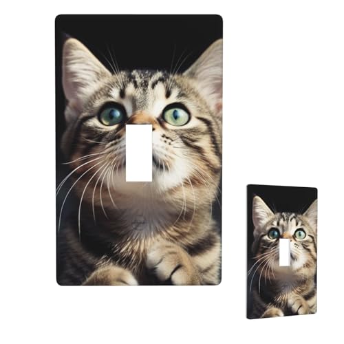 Dekorative Lichtschalter-Abdeckung, 1-Gang-Wandplatte, Katze, Einzel-Kipp-Wandplatte, elektrische Schalterplatte, Steckdosenblende für Zuhause, Schlafzimmer, Kunstdekoration, 11,4 x 7 cm von LHDGBNV