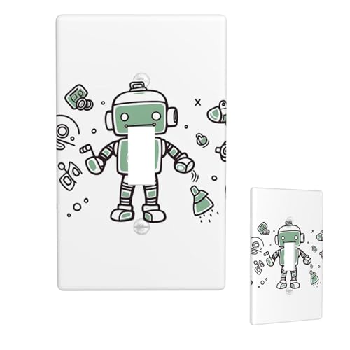 Dekorative Lichtschalter-Abdeckung, 1-Gang-Wandplatte, Leitungsroboter, Einzel-Kipp-Wandplatte, elektrische Schalterplatte, Steckdosenblende für Zuhause, Schlafzimmer, Kunstdekoration, 11,4 x 7 cm von LHDGBNV