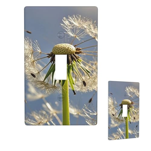 Dekorative Lichtschalter-Abdeckung, 1-Gang-Wandplatte, Löwenzahn, Einzel-Kipp-Wandplatte, elektrische Schalterplatte, Steckdosenblende für Zuhause, Schlafzimmer, Kunstdekoration, 11,4 x 7 cm von LHDGBNV