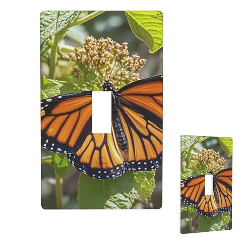 Dekorative Lichtschalter-Abdeckung, 1-Gang-Wandplatte, Monarch-Schmetterlinge, Einzel-Kipp-Wandplatte, elektrische Schalterplatte, Steckdosenblende für Zuhause, Schlafzimmer, Kunstdekoration, 11,4 x 7 von LHDGBNV