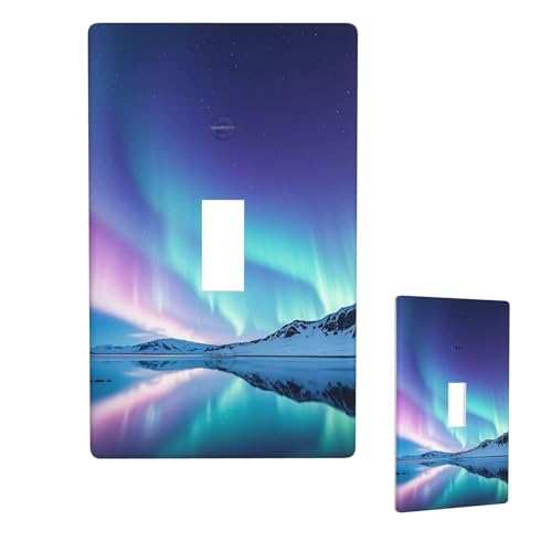 Dekorative Lichtschalter-Abdeckung, 1-Gang-Wandplatte, Nordlichter, Einzel-Kipp-Wandplatte, elektrische Schalterplatte, Steckdosenblende für Zuhause, Schlafzimmer, Kunstdekoration, 11,4 x 7 cm von LHDGBNV