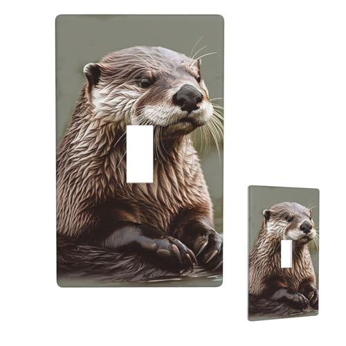 Dekorative Lichtschalter-Abdeckung, 1-Gang-Wandplatte, Otter-Tier-Wandplatte, elektrische Schalterplatte, Steckdosenblende für Zuhause, Schlafzimmer, Kunstdekoration, 11,4 x 7 cm von LHDGBNV