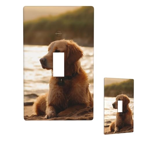 Dekorative Lichtschalter-Abdeckung, 1-Gang-Wandplatte, Retriever, Einzel-Kipp-Wandplatte, elektrische Schalterplatte, Steckdosenblende für Zuhause, Schlafzimmer, Kunstdekoration, 11,4 x 7 cm von LHDGBNV