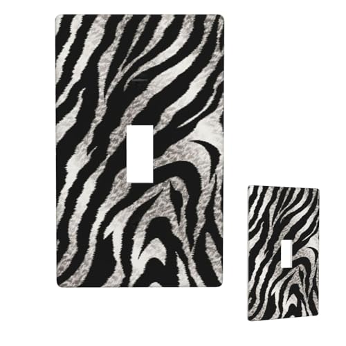 Dekorative Lichtschalter-Abdeckung, 1-Gang-Wandplatte, Schwarz-Weiß, Zebra-Druck, Einzel-Kipp-Wandplatte, elektrische Schalterplatte, Steckdosenblende für Zuhause, Schlafzimmer, Kunstdekoration, 11,4 von LHDGBNV