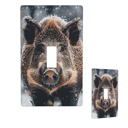 Dekorative Lichtschalter-Abdeckung, 1-Gang-Wandplatte, Wildschwein, Einzel-Kipp-Wandplatte, elektrische Schalterplatte, Steckdosenblende für Zuhause, Schlafzimmer, Kunstdekoration, 11,4 x 7 cm von LHDGBNV