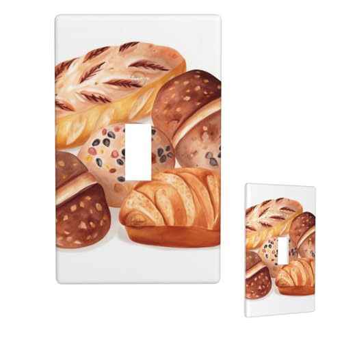 Dekorative Lichtschalter-Abdeckung, 1-Gang-Wandplatte, bemaltes Brot, Einzel-Kipp-Wandplatte, elektrische Schalterplatte, Steckdosenblende für Zuhause, Schlafzimmer, Kunstdekoration, 11,4 x 7 cm von LHDGBNV