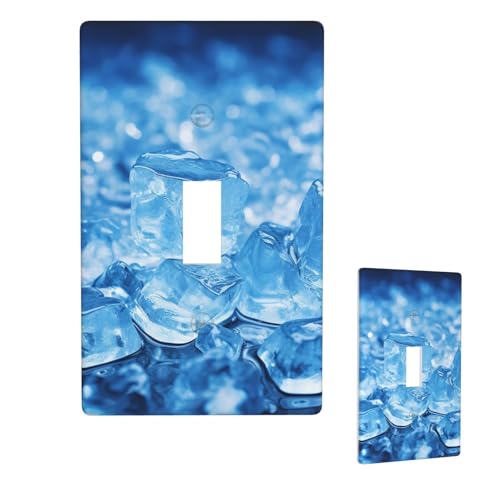 Dekorative Lichtschalter-Abdeckung, 1-Gang-Wandplatte, blauer Eiswürfelhintergrund, Einzel-Kipp-Wandplatte, elektrische Schalterplatte, Steckdosenblende für Zuhause, Schlafzimmer, Kunstdekoration von LHDGBNV