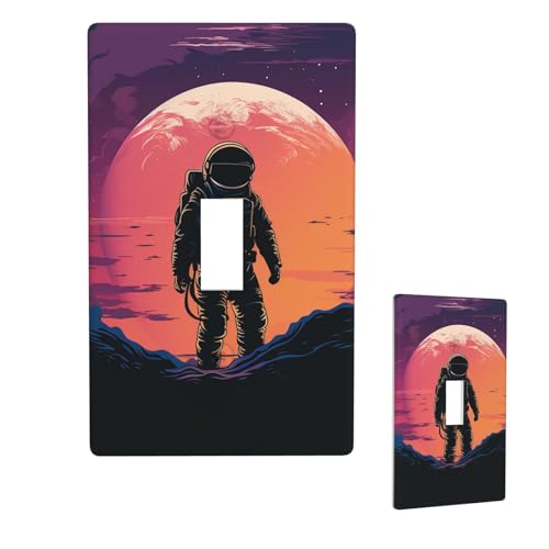 Dekorative Lichtschalter-Abdeckung, 1-Gang-Wandplatte, cooler Astronaut, Einzel-Kipp-Wandplatte, elektrische Schalterplatte, Steckdosenblende für Zuhause, Schlafzimmer, Kunstdekoration, 11,4 x 7 cm von LHDGBNV