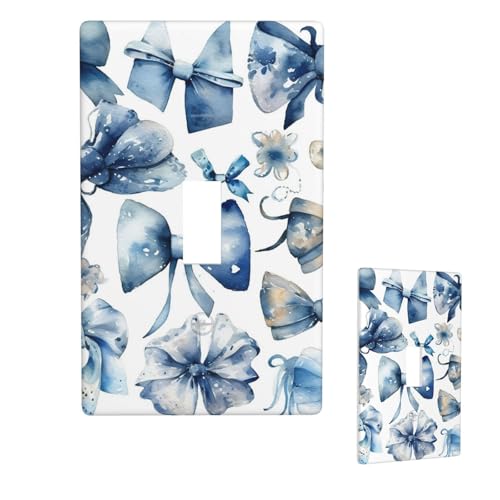 Dekorative Lichtschalter-Abdeckung, 1-Gang-Wandplatte, ein Set blauer Schleifen, Einzel-Kipp-Wandplatte, elektrische Schalterplatte, Steckdosenblende für Zuhause, Schlafzimmer, Kunstdekoration, 11,4 x von LHDGBNV