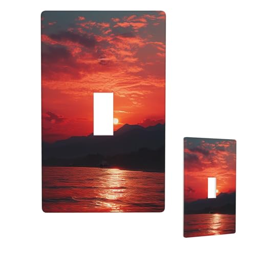 Dekorative Lichtschalter-Abdeckung, 1-Gang-Wandplatte, feuriger roter Sonnenuntergang, Einzel-Kipp-Wandplatte, elektrische Schalterplatte, Steckdosenblende für Zuhause, Schlafzimmer, Kunstdekoration von LHDGBNV
