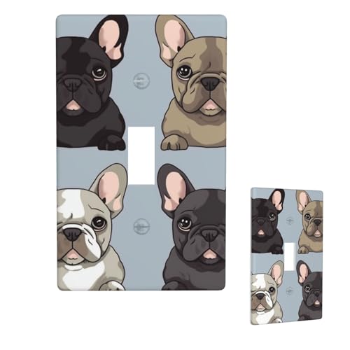 Dekorative Lichtschalter-Abdeckung, 1-Gang-Wandplatte, französische Bulldogge, Einzel-Kipp-Wandplatte, elektrische Schalterplatte, Steckdosenblende für Zuhause, Schlafzimmer, Kunstdekoration, 11,4 x 7 von LHDGBNV