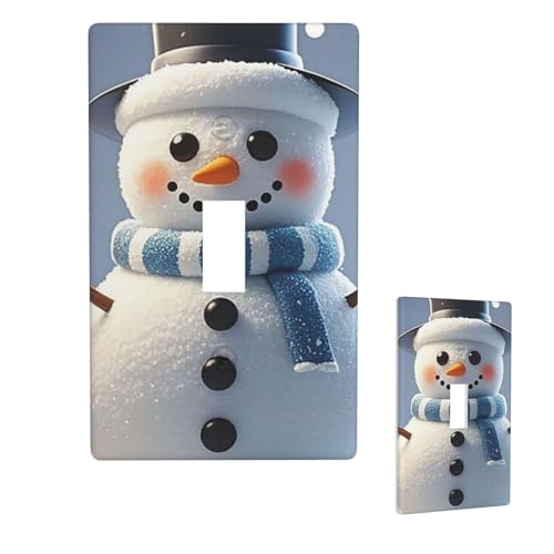 Dekorative Lichtschalter-Abdeckung, 1-Gang-Wandplatte, glücklicher Schneemann, Einzel-Kipp-Wandplatte, elektrische Schalterplatte, Steckdosenblende für Zuhause, Schlafzimmer, Kunstdekoration, 11,4 x 7 von LHDGBNV