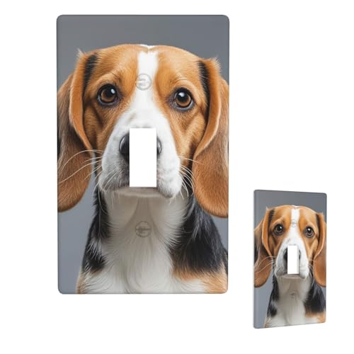 Dekorative Lichtschalter-Abdeckung, 1-Gang-Wandplatte, niedlicher Beagle, Einzel-Kipp-Wandplatte, elektrische Schalterplatte, Steckdosenblende für Zuhause, Schlafzimmer, Kunstdekoration, 11,4 x 7 cm von LHDGBNV