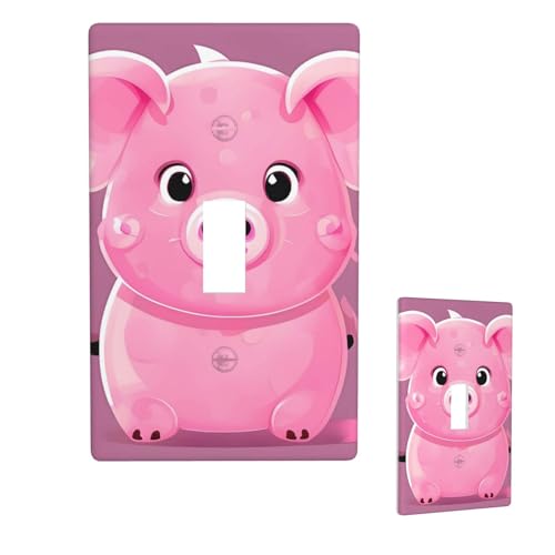 Dekorative Lichtschalter-Abdeckung, 1-Gang-Wandplatte, rosa süßes Schwein, Einzel-Kipp-Wandplatte, elektrische Schalterplatte, Steckdosenblende für Zuhause, Schlafzimmer, Kunstdekoration, 11,4 x 7 cm von LHDGBNV