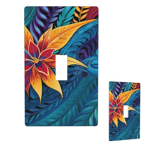 Dekorative Lichtschalter-Abdeckung, 1-Gang-Wandplatte, tropische Blätter, Einzel-Kipp-Wandplatte, elektrische Schalterplatte, Steckdosenblende für Zuhause, Schlafzimmer, Kunstdekoration, 11,4 x 7 cm von LHDGBNV