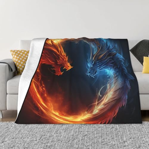Fire and Ice Dragons Überwurfdecke, leicht, superweich, Flanelldecken, gemütlich, warm, Mikrofleece-Decken, Heimdekoration für Couch, Sofa, Bett, Wohnzimmer, 101,6 x 76,2 cm Fire and Ice Dragons Überwurfdecke, leicht, superweich, Flanelldecken, gemütlich, warm, Mikrofleece-Decken, Heimdekoration für Couch, Sofa, Bett, Wohnzimmer, 101,6 x 76,2 cm von LHDGBNV