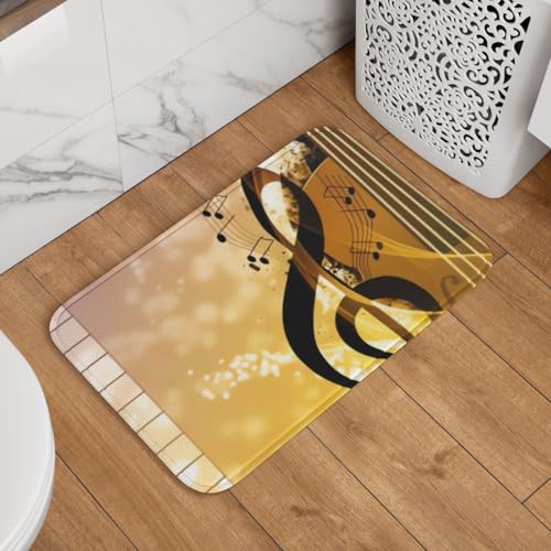 Fußmatte mit Klavier- und Violin-Musiknoten, rutschfest, saugfähig, Badteppich, weich, waschbar, Bodenmatte, moderner Teppich für stilvolle Küche, Schlafzimmer, Badezimmer, Dekoration, 40,6 x 61 cm Fußmatte mit Klavier- und Violin-Musiknoten, rutschfest, saugfähig, Badteppich, weich, waschbar, Bodenmatte, moderner Teppich für stilvolle Küche, Schlafzimmer, Badezimmer, Dekoration, 40,6 x 61 cm von LHDGBNV