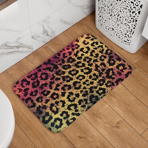 Fußmatte mit Sternen-Leopardenmuster, rutschfest, saugfähig, Badteppich, weich, waschbar, Bodenmatte, moderner Teppich für stilvolle Küche, Schlafzimmer, Badezimmer, Dekoration, 40,6 x 61 cm von LHDGBNV