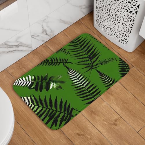 Fußmatte mit natürlicher Pflanzen-Silhouette, Farnblätter, rutschfest, saugfähig, Badteppich, weich, waschbar, Bodenmatte, moderner Teppich für stilvolle Küche, Schlafzimmer, Badezimmer, Dekoration von LHDGBNV