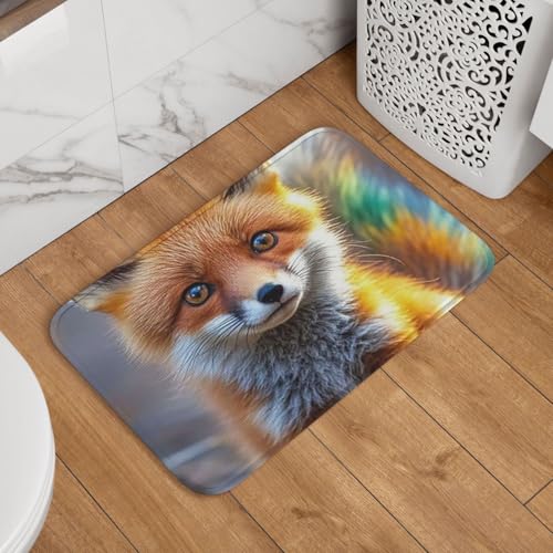 Fußmatte mit niedlichem Fuchs, rutschfest, saugfähig, weich, waschbar, Bodenmatte, moderner Teppich für stilvolle Küche, Schlafzimmer, Badezimmer, Dekoration, 40,6 x 61 cm von LHDGBNV