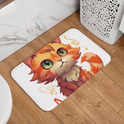 Fußmatte mit orangefarbener Katze, rutschfest, saugfähig, weich, waschbar, Bodenmatte, moderner Teppich für stilvolle Küche, Schlafzimmer, Badezimmer, Dekoration, 40,6 x 61 cm Fußmatte mit orangefarbener Katze, rutschfest, saugfähig, weich, waschbar, Bodenmatte, moderner Teppich für stilvolle Küche, Schlafzimmer, Badezimmer, Dekoration, 40,6 x 61 cm von LHDGBNV