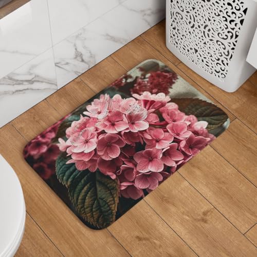 Fußmatte mit rosa Blumen, rutschfest, saugfähig, weich, waschbar, Bodenmatte, moderner Teppich für stilvolle Küche, Schlafzimmer, Badezimmer, Dekoration, 40,6 x 61 cm von LHDGBNV