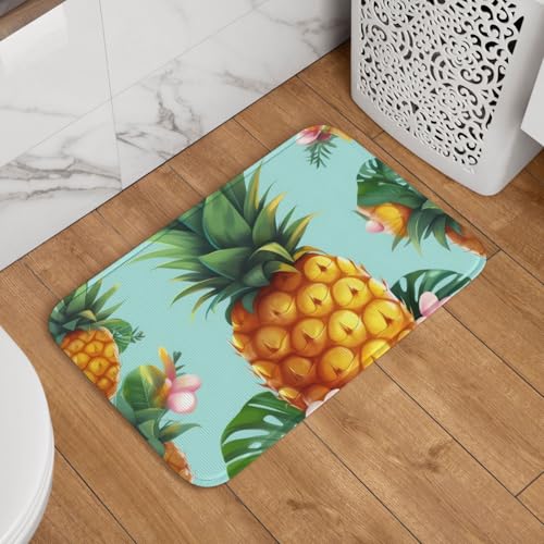 Fußmatte mit tropischem Ananas, rutschfest, saugfähig, weich, waschbar, Bodenmatte, moderner Teppich für stilvolle Küche, Schlafzimmer, Badezimmer, Dekoration, 40,6 x 61 cm Fußmatte mit tropischem Ananas, rutschfest, saugfähig, weich, waschbar, Bodenmatte, moderner Teppich für stilvolle Küche, Schlafzimmer, Badezimmer, Dekoration, 40,6 x 61 cm von LHDGBNV