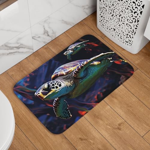 Fußmatte mit tropischer Meeresschildkröte, rutschfest, saugfähig, weich, waschbar, Bodenmatte, moderner Teppich für stilvolle Küche, Schlafzimmer, Badezimmer, Dekoration, 40,6 x 61 cm Fußmatte mit tropischer Meeresschildkröte, rutschfest, saugfähig, weich, waschbar, Bodenmatte, moderner Teppich für stilvolle Küche, Schlafzimmer, Badezimmer, Dekoration, 40,6 x 61 cm von LHDGBNV