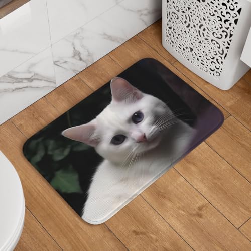 Fußmatte mit weißer Katze, rutschfest, saugfähig, weich, waschbar, Bodenmatte, moderner Teppich für stilvolle Küche, Schlafzimmer, Badezimmer, Dekoration, 40,6 x 61 cm Fußmatte mit weißer Katze, rutschfest, saugfähig, weich, waschbar, Bodenmatte, moderner Teppich für stilvolle Küche, Schlafzimmer, Badezimmer, Dekoration, 40,6 x 61 cm von LHDGBNV
