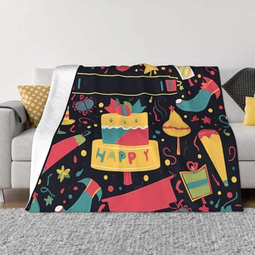 Happy Birthday Images Überwurfdecke, leicht, superweich, Flanelldecken, gemütlich, warm, Mikrofleece-Decken, Heimdekoration für Couch, Sofa, Bett, Wohnzimmer, 203 x 152 cm Happy Birthday Images Überwurfdecke, leicht, superweich, Flanelldecken, gemütlich, warm, Mikrofleece-Decken, Heimdekoration für Couch, Sofa, Bett, Wohnzimmer, 203 x 152 cm von LHDGBNV