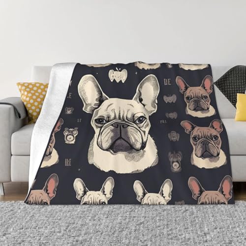 I Love Überwurfdecke mit französischer Bulldogge, leicht, superweich, Flanelldecke, gemütlich, warm, Mikrofleece, Heimdekoration, für Couch, Sofa, Bett, Wohnzimmer, 203 x 152 cm von LHDGBNV