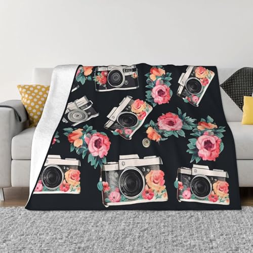 Kamera-Überwurfdecke mit Blumenmuster, leicht, superweich, gemütlich, warm, Mikrofleece-Decken, Heimdekoration für Couch, Sofa, Bett, Wohnzimmer, 101,6 x 76,2 cm Kamera-Überwurfdecke mit Blumenmuster, leicht, superweich, gemütlich, warm, Mikrofleece-Decken, Heimdekoration für Couch, Sofa, Bett, Wohnzimmer, 101,6 x 76,2 cm von LHDGBNV