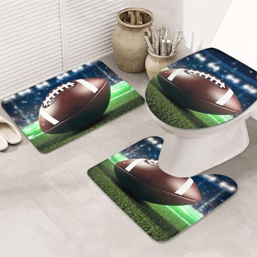 LHDGBNV American Football Badezimmerteppich-Set – 3-teiliges rutschfeste Duschmatten mit U-förmiger Kontur-WC-Vorleger, saugfähige Mikrofaser, waschbare Badezimmer-Fußmatten für Badewanne, Duschraum LHDGBNV American Football Badezimmerteppich-Set – 3-teiliges rutschfeste Duschmatten mit U-förmiger Kontur-WC-Vorleger, saugfähige Mikrofaser, waschbare Badezimmer-Fußmatten für Badewanne, Duschraum von LHDGBNV