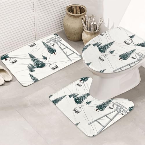 LHDGBNV Badteppich-Set mit Tannenbaum, rutschfest, U-förmig, WC-Vorleger, saugfähige Mikrofaser, waschbar, Badezimmer-Fußmatten für Badewanne, Duschraum, Dekor LHDGBNV Badteppich-Set mit Tannenbaum, rutschfest, U-förmig, WC-Vorleger, saugfähige Mikrofaser, waschbar, Badezimmer-Fußmatten für Badewanne, Duschraum, Dekor von LHDGBNV