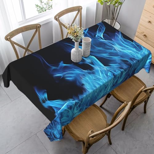 LHDGBNV Blaue Flamme Tischdecken für rechteckige Tische, flecken- und knitterfrei, waschbar, moderne Küchentischdecke für Küche, Esszimmer, Picknick, Party-Dekoration, 140 x 89 cm von LHDGBNV