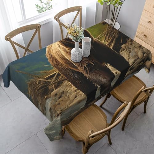 LHDGBNV Braunbär-Tischdecken für rechteckige Tische, flecken- und knitterfrei, waschbar, moderne Küchentischdecke für Küche, Esszimmer, Picknick, Party-Dekoration, 140 x 89 cm von LHDGBNV