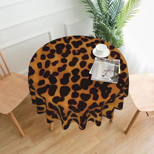 LHDGBNV Coole runde Tischdecke mit Geparden-Leopardenmuster, 152,4 cm, wasserdicht, flecken- und knitterfrei, runde Tischdecke, Bauernhaus-Tischdecke für Picknick, Party, Esszimmer, Zuhause, Innen von LHDGBNV