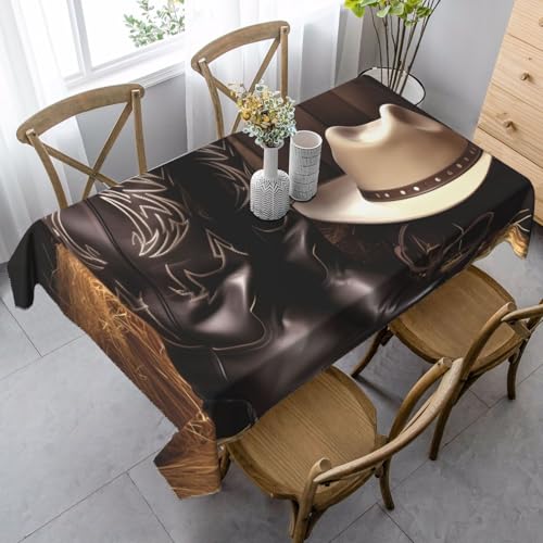 LHDGBNV Cowboy-Tischdecken mit schwarzem Hut, Westernstiefel, für rechteckige Tische, flecken- und knitterfrei, waschbar, moderne Küchentischdecke für Küche, Esszimmer, Picknick, Party, Dekoration LHDGBNV Cowboy-Tischdecken mit schwarzem Hut, Westernstiefel, für rechteckige Tische, flecken- und knitterfrei, waschbar, moderne Küchentischdecke für Küche, Esszimmer, Picknick, Party, Dekoration von LHDGBNV